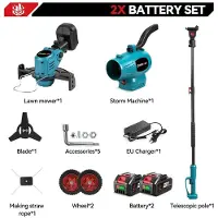 StarTech.com X11 3-in-1 Rasenmäher & Laubbläser - Akku Gartengerät - 2500 W Motor - Luftgeschwindigkeit 200 m/s - Für 18 V Akkus - Set mit 2 Akkus - 2 Battery Set
