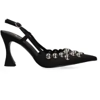 Marc Ellis Nyxara Nova Pumps, schwarzes Leder, skulpturierte Absatz und Zierdetails