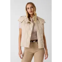 GUESS für Damen. W6YL13W2883 Wattierte Weste mit Kapuze in Beige (M), Lässig, Polyamid