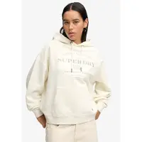 Superdry für Damen. W2012691A Beige Luxe Relaxed Hoodie (L), Lässig, Baumwolle