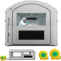 Vevor Aufblasbare Lackierkabine 6x3x2,5 m Spritzkabine Lackierzelt Grau, mit 550-W- & 750-W-Gebläse Aktivkohlefiltration PVC-Fenster für ATV Motorrad & Mittelgroße Möbel Tragbar