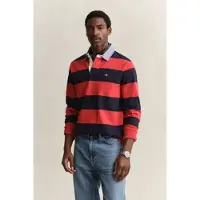 Gant für Herren. 2004083 Schweres gestreiftes Poloshirt mit rotem Chambray-Kragen (XXL), Lässig, Baumwolle, Langarm