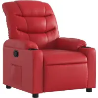 Syfax Roter Relaxsessel aus Kunstleder mit manueller Liegefunktion, Getränkehalter, Seitentasche, 75,5x93x99,5 cm (B x T x H)