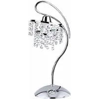 FKL DESIGN Home Deco Kristall Tischleuchte 1-flammig E27, Chrom, moderne Tischlampe Kronleuchter für Wohnzimmer, Esszimmer & Schlafzimmer (PE-T1)