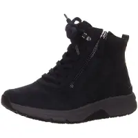 Gabor Schnürboots ROLLINGSOFT, Damen, Gr. 38,5, dunkelblau, Nubukleder, unifarben, Schuhe Schnürboots, Keilabsatz, High Top-Sneaker mit zwei Reißverschlüssen