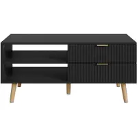 En.casa Couchtisch 'Nand' mit 2 Schubladen 100 x 50 x 45 cm Schwarz