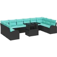 Syfax Gartensofa-set 11 stk. Schwarz Poly Rattan