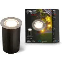 Briloner Connect to Shine Bodeneinbaustrahler Außen mit Hülse Ø4,5cm Rund 1W 100lm 3000K Warmweiß IP67 Edelstahl - Bodeneinbauleuchte Garten Terrasse