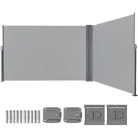 OEM Luftiger Windschutz - Doppelte Seitenklappe - 180x600 cm - Faltenfähiger - Garten - Camping - Sonnenschirm - Schatten - Terrassen - Sonnenschirm - grau