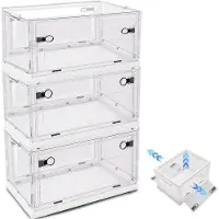 Markenlos Aufbewahrungsboxen Set, faltbar, mit Rollen, 3-wege Öffnung, stapelbar, 40 l, weiß