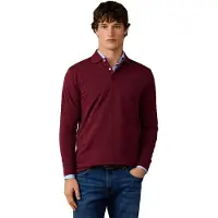 Hackett London für Herren. HM5500058 Heritage H Small Logo Poloshirt langarm bordeauxrot (L), Lässig, Baumwolle, Klassisch