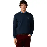 Hackett London für Herren. HM5800187 Sweatshirt aus Baumwolle, Rundhalsausschnitt mit marineblauem Logo (XXL), Lässig