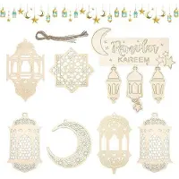 OEM Houten Ornamente für islamische Wandböden, 7 Stück, Holzdeko, Ramadan Eid Mubarak