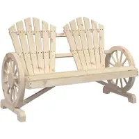 Markenlos Adirondack-Gartencouch für 2 Personen aus massivem Tannenholz, 119 x 63,5 x 87 cm, mit ergonomischer Rückenlehne für Balkon, Terrasse und Garten