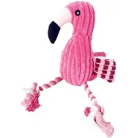 Gistuch Kauendes Plüschspielzeug für Haustiere in Flamingo-Form, bissfest, quietschend, interaktiv, Angstreduzierung, Zahnen für Hunde und Katzen