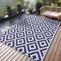OEM Outdoor-Terrasmat UV-beständig, Kunststoff, Opvoubar, Wasbar, Balkonmat, 120 x 180 cm, Marineblau & Weiß
