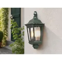 Meine Wunschleuchte LED Außenwandleuchte Grün, nostalgische E27 Wandlaterne Halbschale, Höhe 45cm