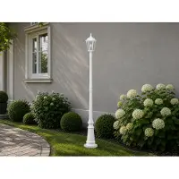 Meine Wunschleuchte Antike LED Straßenlaterne aus Aluminium Weiß 210cm zur Garten Wegbeleuchtung