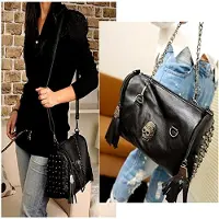 Markenlos Damen Handtasche Griff Tasche Schultertaschen Shopper Umhängetaschen Punk Schädel Schwarz Geldbörse Handtasche
