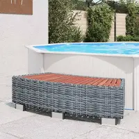 Markenlos Spa-Einstiegsstufe Grau Poly Rattan 92×45×25 cm, Pool Spa,Pool- Whirlpool-Zubehör,Pool-Lleiter, treppen -rampen, 6.8 kg-46461