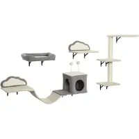 BellaFurn Wand-Kratzbaum-Set für Katzen, 4-teilig | Farbe: Beige | Abmessungen: 50x40x84 cm