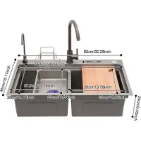 StarTech.com Küchenspüle - Doppelspüle 82x46 cm - Edelstahl 304 - Einbauspüle - mit Wasserhahn, 2 Hahnlöcher - grau