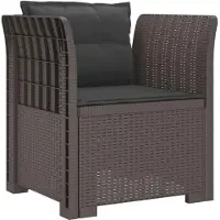 vidaXL 1-Sitzer Sessel mit Kissen Rattan-Look PP Hellgrau
