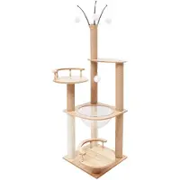 StarTech.com Katzenbaum - Kratzbaum für große Katzen - 4 Ebenen - Sisal Kratzsäulen - 4 Spielbälle - 40x40x132 cm - Gelb