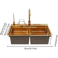 StarTech.com Küchenspüle - Doppelbecken 78x46 cm Spüle - 304 Edelstahl - Mit Wasserhahn - Rechteckig - Gold