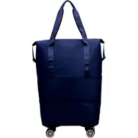 Markenlos Reisetasche mit Rollen, unter dem Sitz, für Übernachtungen, Organisation, Kleiderträger für Fitnessstudio, Einkäufe, Ausflüge, Urlaub, dunkelblau