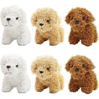 Sonstiges Kleine Kuscheltiere Hündchen Plüschtier mit Schlüsselanhänger 12cm 6 Stück Braun Weiß Hellbraun