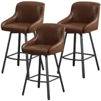 Sonstiges Barhocker 3er Set 66,5 cm Hochlehner mit Fußstütze 360° drehbar wasserfestes Kunstleder belastbar 150 kg Braun
