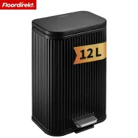 Floordirekt Mülleimer Miles – Treteimer mit Soft-Close-Deckel und herausnehmbarem Inneneimer – Schwarz – 12 Liter