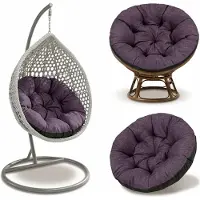 Amazinggirl Papasansessel Kissen Rund 110 cm Polster für Korbsessel Bordeaux Leinenoptik