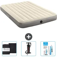 Intex Luftbett – 2 Personen – 152 x 203 x 25 cm – Beige – im Lieferumfang enthalten Spannbettuch - Pumpe en Reperaturset