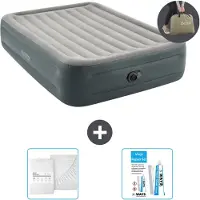 Intex Luftbett - 2 Personen - 152 x 203 x 46 cm - Grau - Inklusive Pumpe - Spannbettuch en Reperaturset