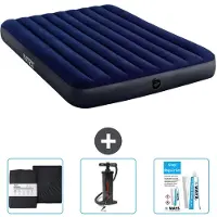 Intex Luftbett – 2 Personen – 152 x 203 x 25 cm – Blau – im Lieferumfang enthalten Spannbettuch - Pumpe en Reperaturset