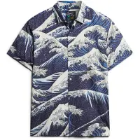 Superdry für Herren. M4010620A Kurzärmeliges marineblaues Hawaii-Hemd (M), Lässig, Modal, Kurzarm