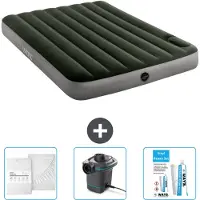 Intex Airbed - Doppelbett - 137 x 191 x 25 cm - Grün - Spannbettuch - Pumpe en Reperaturset