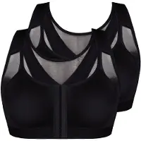 Sassa Entlastungs-BH "2er Pack Soft-BH Vorderverschluss Basic", Damen, Gr. 95, Cup E, schwarz, Obermaterial: 75% Polyamid PA. 25% Elasthan EL., BHs Entlastungs-BH