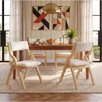 OKWISH 2er-Set Essstuhl Faltbar und platzsparend, Klappstühle Komfortabel und atmungsaktiv,Schlichtes Design,Küchenstuhl in Beige