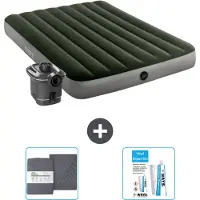 Intex Airbed - Doppelbett - 137 x 191 x 25 cm - Grün - Inklusive Pumpe - Spannbettuch en Reperaturset