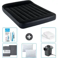 Intex Airbed – Doppelbett – 137 x 191 x 25 cm – Dunkelblau – Im Lieferumfang enthalten Spannbettuch - Küssen - Pumpe - Reperaturset en Kissenschutz