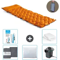 Intex Campingmatte – 1 Person – 71 x 191 x 11 cm – Orange – im Lieferumfang enthalten Spannbettuch - Küssen - Pumpe - Reperaturset en Kissenschutz