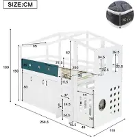 STILVORA Halbhohes Kinderbett 90x200cm mit Spielbereich, Holz-Hochbett mit Stauraumschrank und Leiter, Funktionsbett platzsparend für Kinderzimmer