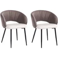 Beliani Esszimmerstuhl 2er Set Braun u. Hellbeige aus Stoff Kunstleder mit Metallbeinen Modernes Design Polsterstühle Esszimmer