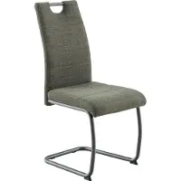 Hela Tische, Freischwinger Esszimmerstuhl Florenz, Bezug Webstoff Grün+passende Gestellfarbe, ergonomische Lehne mit Griff, 120kg belastbar