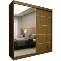MargaretHadas24 Margaret Hadas24 Kleiderschrank SAMANTHA 200 cm Schwebetürenschrank mit Spiegel und Sprossen, Garderobenschrank, Regalen und Schubladen, artisan