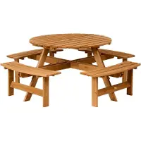 Beliani PICKNICKTISCH mit Bänken Tannenholz Hellbraun Caparcotta