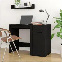 LTPRTZ Schreibtisch in Schwarz aus Holzwerkstoff 100x49x75 cm mit Schublade und Schrank für Büro, Homeoffice und Jugendzimmer, praktischer Computertisch mit Ablage und Kabelmanagement